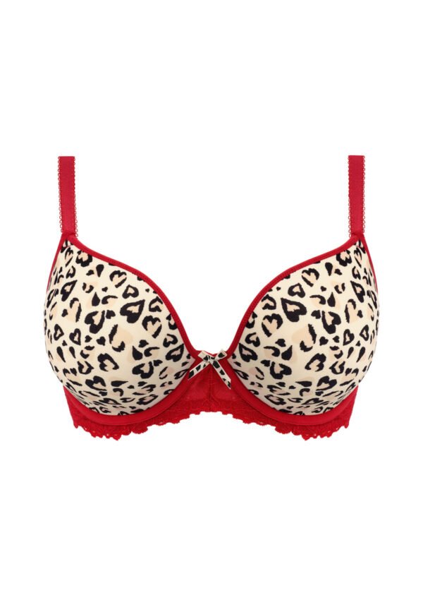 Molded Plunge Red Leopard Bra - Image 6