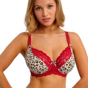 Plunge Red Leopard Bra
