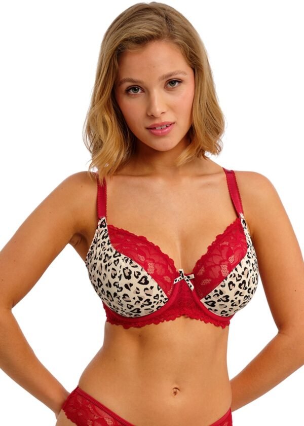 Plunge Red Leopard Bra